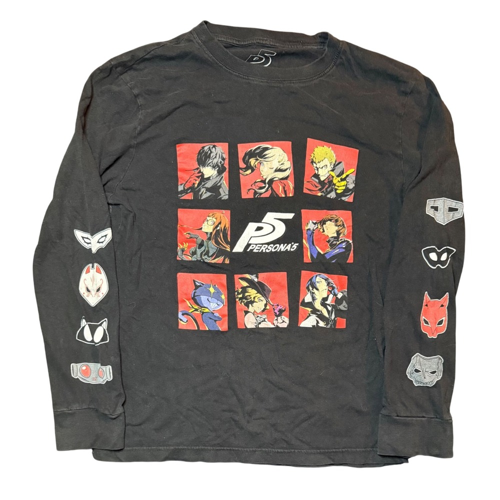 Atlus Persona 5 Long Sleeve T-Shirt Mens Small Black Phantom Thieves Graphic Tee